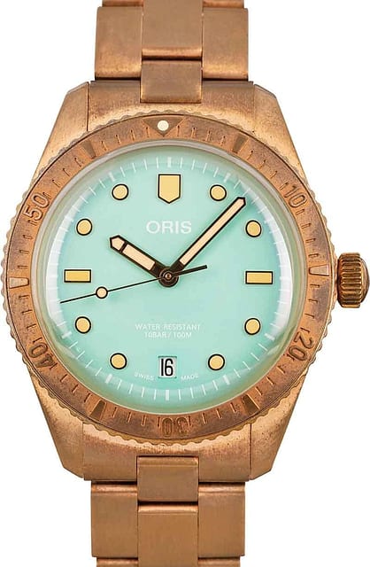 Oris Divers Sixty-Five Bronze Cotton Candy Green