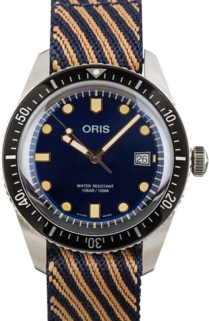 Oris Blue Dial Divers Sixty-Five Stainless Steel on Textile Strap