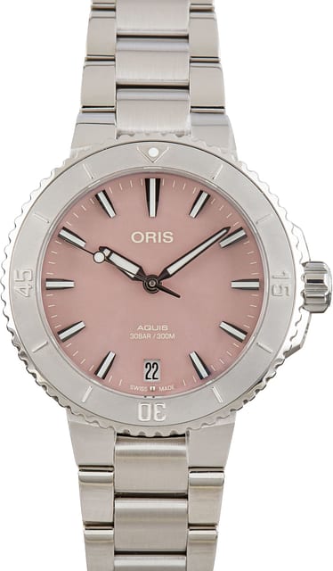 Oris Stainless Steel Aquis Date Pink Dial
