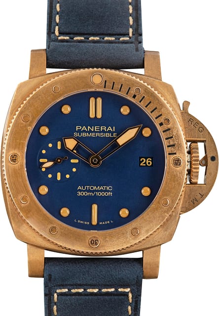 Pre-Owned Panerai Submersible Blu Abisso Bronzo Ref PAM01074