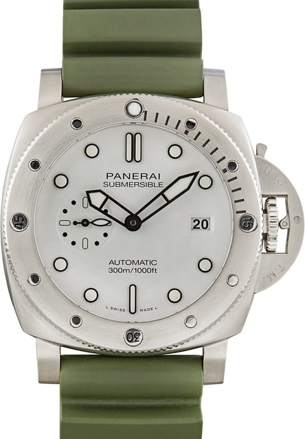Pre-Owned Panerai Submersible Ref PAM01595 White Dial