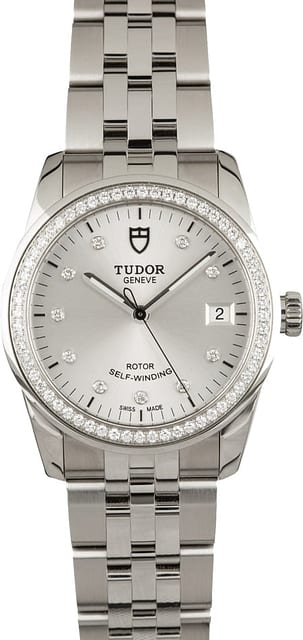 Unworn Tudor Glamour Date 55020 Silver Diamond Dial