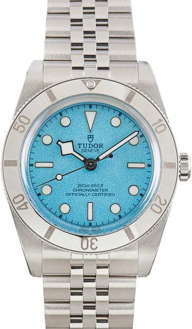 Pre-owned Steel Tudor Black Bay 54 Ref 79000 Lagoon Blue