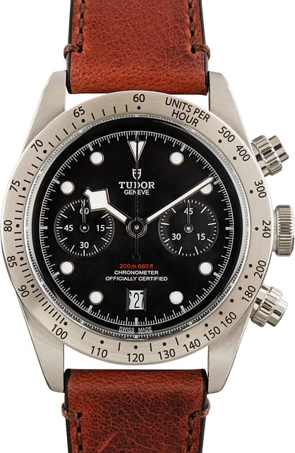 Pre-Owned Tudor Black Bay Chrono 79350 Steel on Leather