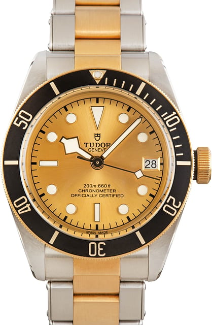 Pre-owned Tudor Black Bay 79733N Two Tone Black Dial