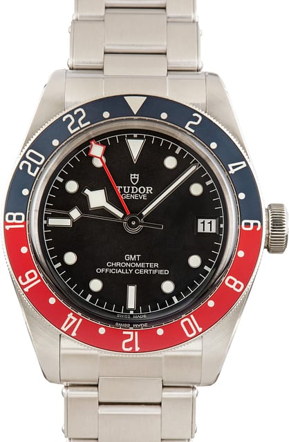 Pre-Owned Black Dial Tudor Black Bay GMT 79830RB with Red & Blue Bezel