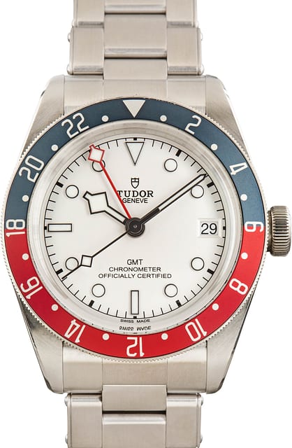 Pre-owned Tudor Black Bay GMT Stainless Steel 79830 White Dial
