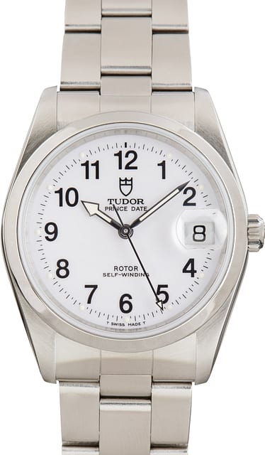 Pre-Owned Tudor Prince OysterDate 74000 White Arabic Dial