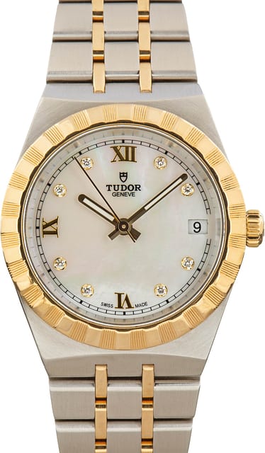 Pre-owned Tudor Royal 28403 Mother of Pearl Diamond Dial