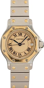 Ladies Cartier Santos Steel & 18k Yellow Gold