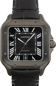 Pre-Owned Santos de Cartier WSSA0039 Large Black Steel Model