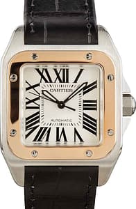 Cartier Santos 100 Stainless Steel & 18k Rose Gold