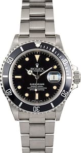 Black Rolex Submariner 168000 Stainless Steel