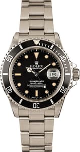 Pre-Owned 40MM Rolex Submariner 168000 Black Dial
