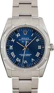 Rolex Air-King Stainless Steel 114210 Blue Roman Dial