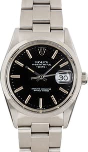 Pre-Owned Steel Rolex Date 15000 Black Dial