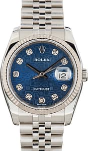 Pre-Owned Rolex Datejust Ref 116234 Blue Jubilee Diamond Dial