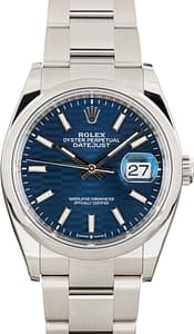 Pre-Owned Rolex Datejust 36 Blue Fluted Motif Dial 126200