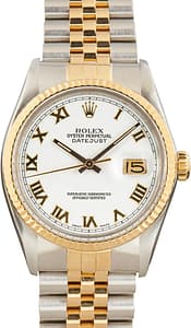 Pre-Owned Rolex Datejust 36 Two Tone 16013 White Roman Dial