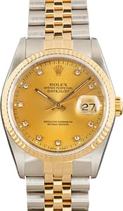 Used Rolex Datejust 36 Ref 16233 Champagne Diamond Dial