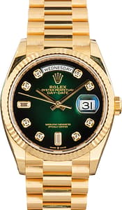 Used Rolex Day-Date 36 Ref 128238 Green Ombre Diamond Dial
