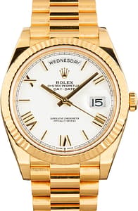 Used Yellow Gold Rolex Day-Date 40 Ref 228238 White Dial