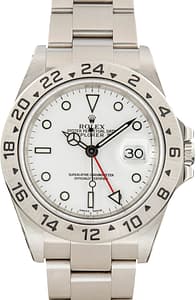 Pre-Owned White Polar Rolex Explorer II Ref 16570 Steel Oyster