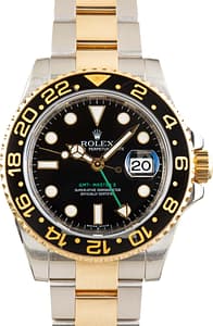 Pre-owned Two Tone Rolex GMT-Master II ref 116713 Black Dial