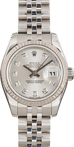 Ladies Rolex Datejust Ref 179174 Silver Diamond Dial