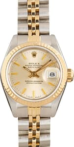 Used Lady Rolex Datejust Steel & Gold 69173 Silver Dial