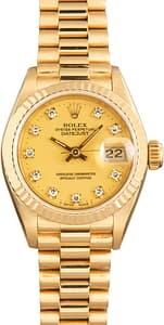 Pre-Owned Rolex Ladies Datejust 69178 Champagne Diamond Dial