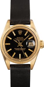 Lady Rolex Datejust Black Dial 6927 Barked Finish
