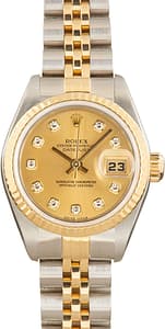 Pre-owned Rolex Datejust Two Tone 79173 Champagne Diamond Dial