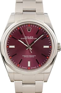 Rolex Oyster Perpetual 39MM Ref 114300 Red Grape Dial