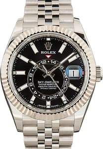 Pre-Owned Black Dial Rolex Sky-Dweller 336934 Jubilee Bracelet