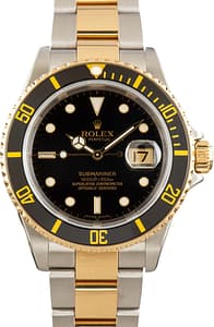 Pre-Owned Rolex Submariner No Holes Case 16613T Black Dial