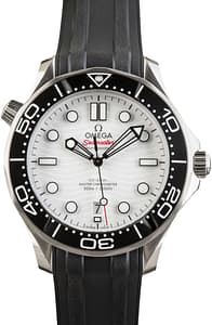 Used Omega White Dial Seamaster Stainless Steel on Rubber Strap