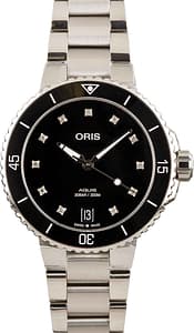 Womens Oris Aquis Date Black Diamond Dial
