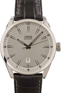 Oris Artix Date Steel on Black Leather Strap