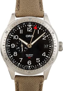 Oris Big Crown Pro Pilot Timer GMT Black Dial & Olive Textile Strap