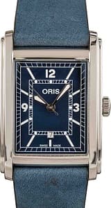 Oris Rectangular Blue Dial & Leather Strap