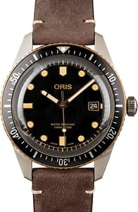 Oris Divers Sixty-Five Steel & Bronze Brown Leather Strap
