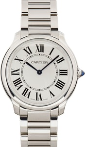 Used Ronde Must De Cartier Ref WSRN0034 Silver Roman Dial