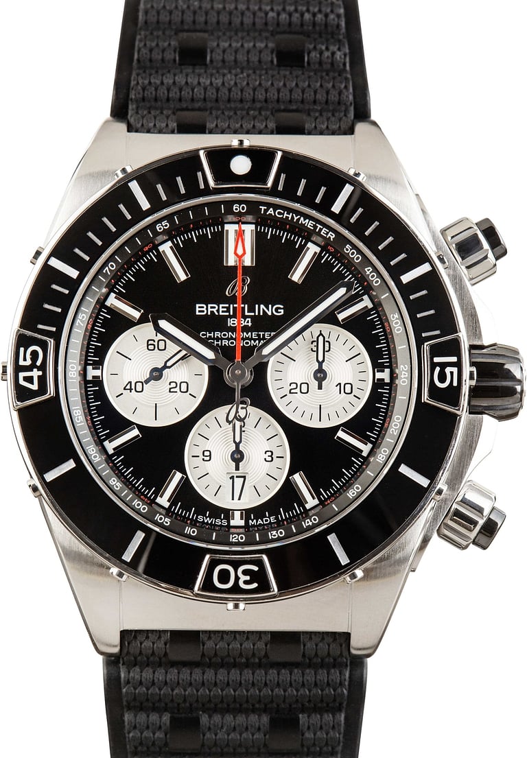 Breitling Steel on Rubber Super Chronomat B01 44 Black Dial