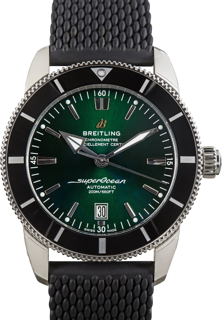 Green Dial Breitling Superocean Heritage B20 Automatic 46 Steel on Rubber