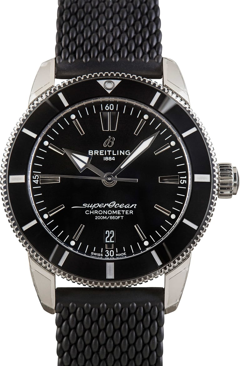 Breitling Black Dial Superocean Heritage B20 Automatic 44 Steel on Rubber