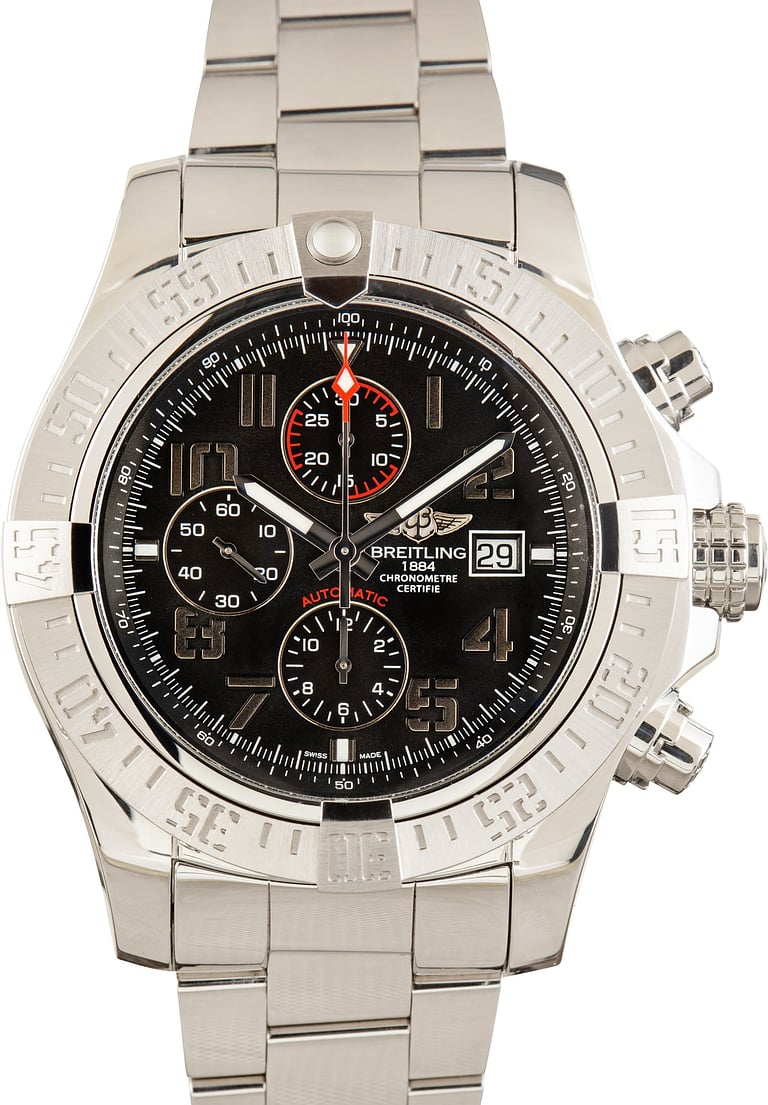 Pre-Owned Black Dial Breitling Super Avenger II