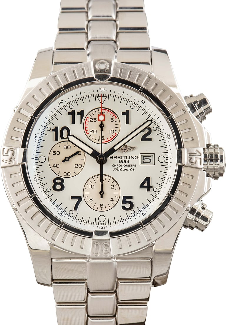 Pre-Owned White Dial Breitling Super Avenger Chronograph