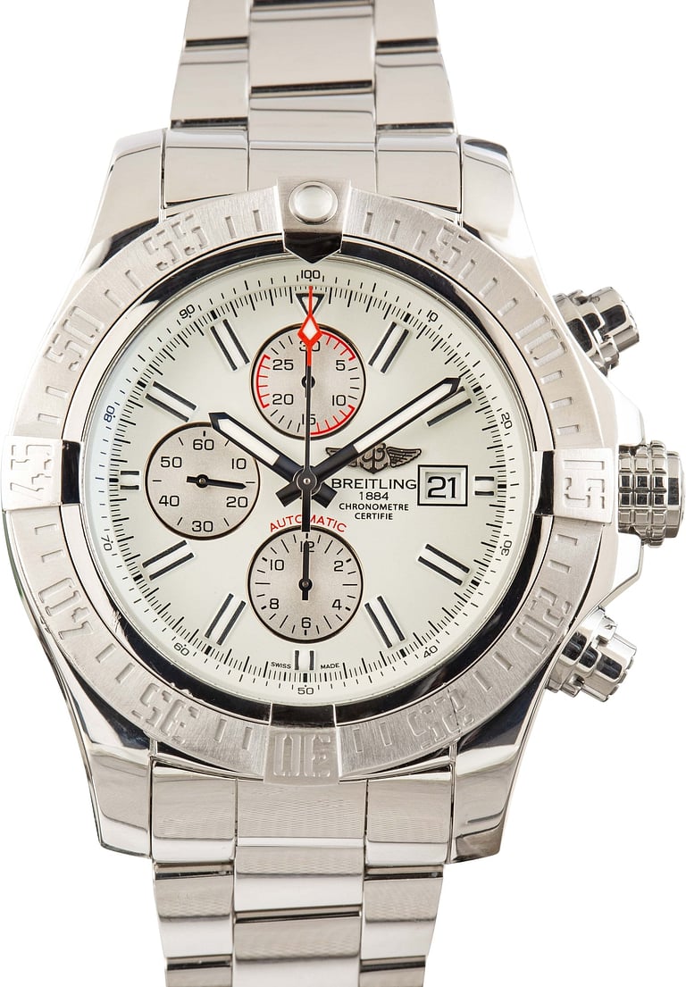 Pre-Owned Breitling Super Avenger II Stainless Steel White Dial