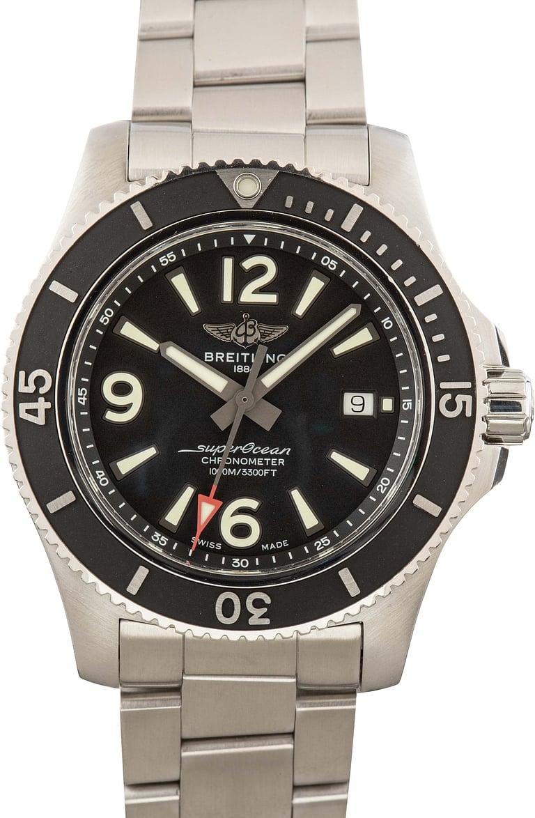 Pre-owned Breitling Superocean 44 Black Dial